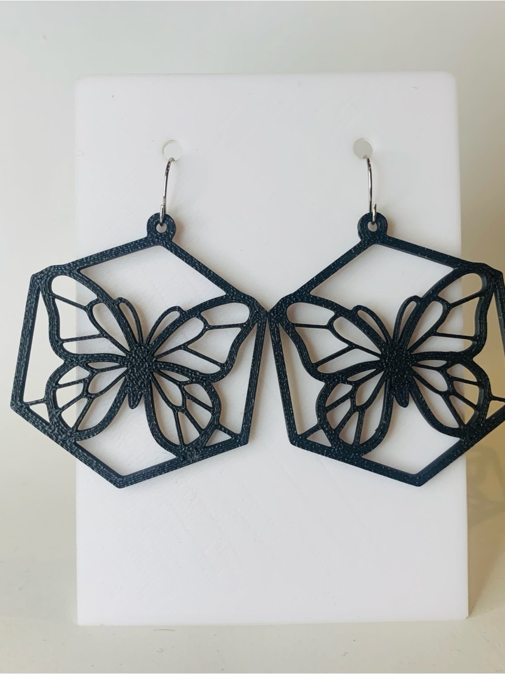 Black Butterfly Hexagon Drop Earrings - Brand